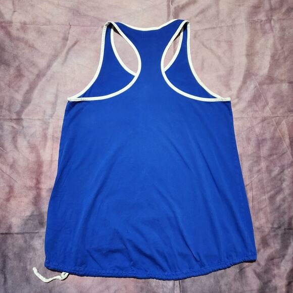 Adidas Originals women's size XL retro blue track tank top drawstring hem - Picture 4 of 8
